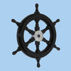 Pirate Decorative Ship Steering Wheel, Black Wood, 18"