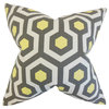 Maliah Geometric Throw Pillows, Gray, Set of 2, Blue Red