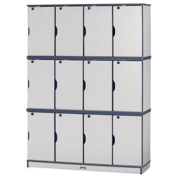 Rainbow Accents Stacking Lockable Lockers -  Triple Stack - Navy
