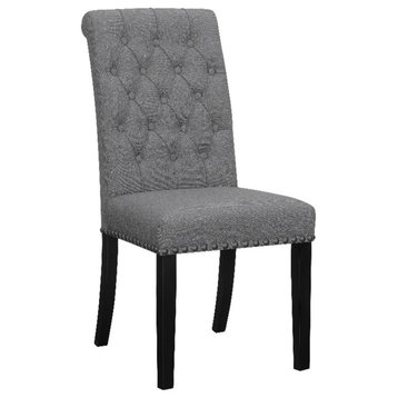 Pemberly Row Upholstered Traditional Fabric Dining Chairs in Gray