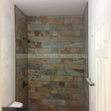 Slate Shower with Mosaic Shower Base