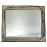 My Barnwood Frames - Rustic Mirror, Cornerblock Barnwood With Barbed Wire, 16"x20" - The Barnwood Cornerblock Rustic Mirror with Barbed Wire is great for rustic lodge or western ranch homes. Barbed Wire lines the frame of this mirror bringing out the rustic qualities that already exist within the barnwood. The additional blocks of barnwood in each corner of the mirror are reminiscent of split rail fencing and enhance its already distinct western style. This mirror is large enough to accent a credenza, hall table, or fireplace mantel. Bring this mirror into your home and watch as it transforms your space into a true Western Homestead.  D-ring hanging hardware is included with each mirror allowing you to decide whether to hang it horizontally or vertically.Mirror sizes are listed according to exterior dimensions. Handcrafted in USA. *PLEASE NOTE: Because of the possible variances in computer monitor colors and reclaimed wood colors, your completed frame may vary slightly in color and texture from the one you see pictured here.