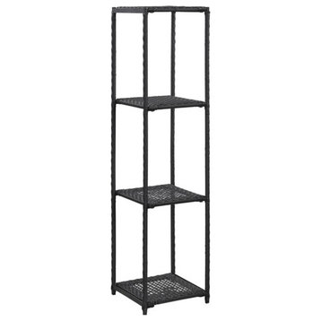 vidaXL Storage Shelf Book Rack Open Shelf Bookcase Household Black Poly Rattan