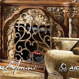 AICO Furniture - Villa Valencia Fireplace - 72220-55 - Fabric