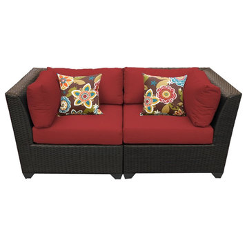 TK Classic Barbados Wicker Patio Loveseat in Red