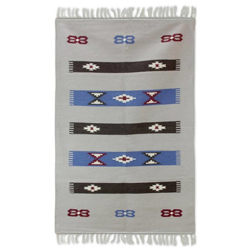 Novica Indian Daybreak Wool Rug, 4'x6'