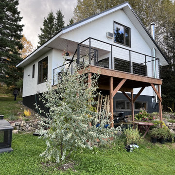 Outdoor black cable railing project in Quebec, Canada