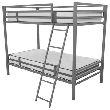 Novogratz Maxwell Twin over Twin Metal Bunk Bed in Gray