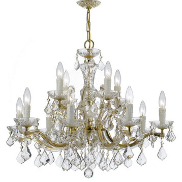 Crystorama Maria Theresa 12-Light Clear Crystal Gold Chandelier