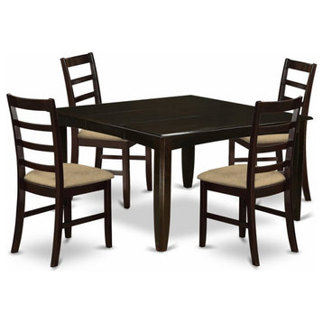 East West Furniture Parfait 5-piece Wood Dining Table Set in Cappuccino