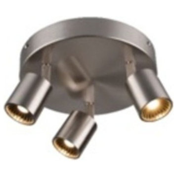 Cayman 3 in a Round Pan Ceiling Light, Satin Nickel