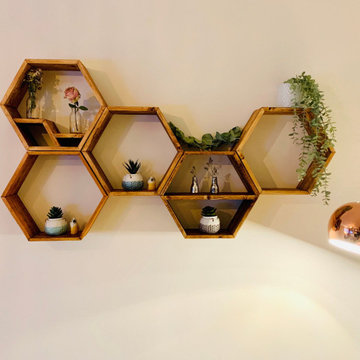 Reclaimed Wood Hexagon Shelving