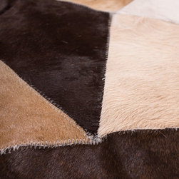 Modern Cowhide Patchwork Area Rug, Handmade, Hair-on-Hide, 5'10"x3'7" - Area Rugs