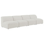 Meridian Furniture - Miramar Linen Textured Fabric Upholstered 4-Piece Modular Sofa, Cream - Unwind and let your cares float away while you're curled up in the welcoming confines of this Miramar Modular Sofa. This sophisticated modular sofa is made from premium materials with a solid frame that ensures durability and long-lasting service life. The soft cream linen textured upholstery on this modular sofa makes it feel super indulgent against the skin. Pair this sofa with other items in the Miramar collection for a complete lookthe latches underneath make pairing a snap.