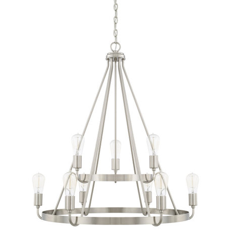 Capital Lighting 420091 Tanner 9 Light 31"W Chandelier - Brushed Nickel