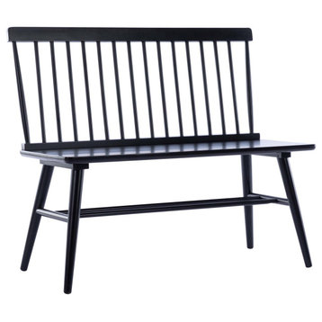 Duhome Spindle Love Seat Wood Dining Bench for Farmhouse Balcony Living Room, Black