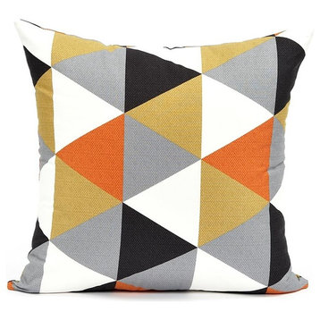 Modern Triangle Pattern Throw Pillow Cover, Orange, 20"x20"