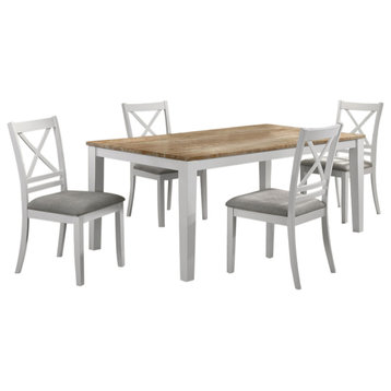 Hollis 5-piece Rectangular Dining Table Set Brown and White