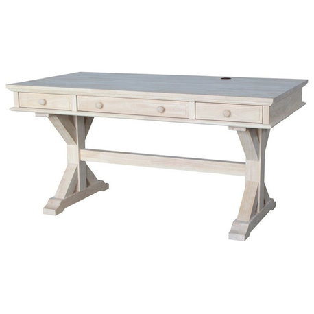 Pemberly Row Traditional Executive Desk with Canyon Base