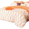 Reversible Sateen Orange & White Full Duvet Cover Set
