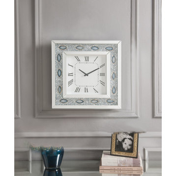 ACME Sonia Wall Clock, Mirrored and Faux Agate