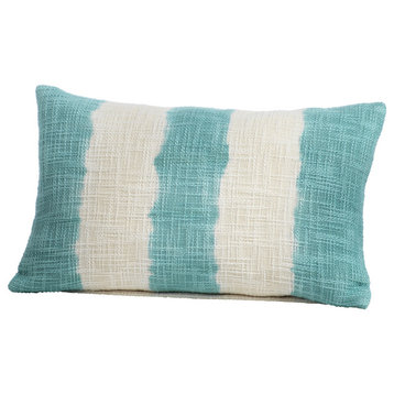 Naxos Tie Dye Blue Stripe Cotton Throw Pillow, 12"x20"