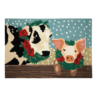 Liora Manne Frontporch Sledding Dog Indoor/Outdoor Rug Multi 20x30