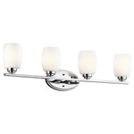 Kichler Lighting - Kichler Lighting 5099CH Eileen 4-Light Bath Bar, Chrome - Named after famed furniture designer Eileen Gray,Eileen Four Light Ba Chrome Satin Etched  *UL Approved: YES Energy Star Qualified: n/a ADA Certified: n/a  *Number of Lights: Lamp: 4-*Wattage:100w A19 Medium Base bulb(s) *Bulb Included:No *Bulb Type:A19 Medium Base *Finish Type:Chrome