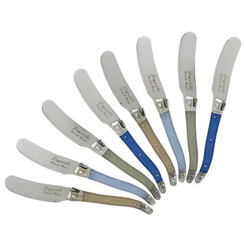 French Home Laguiole Spreaders, Set of 8, Blue and Cream