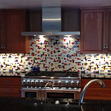 A Coonley Colorful Glass Tile Backsplash