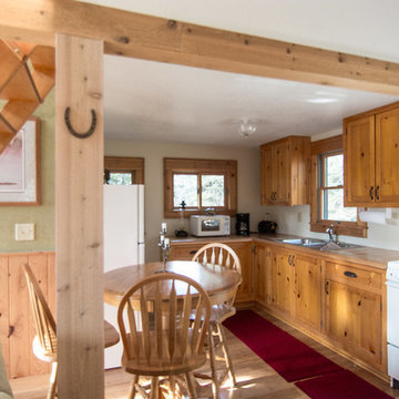 Custom knotty pine kitchen cabinets finished iwith shellac