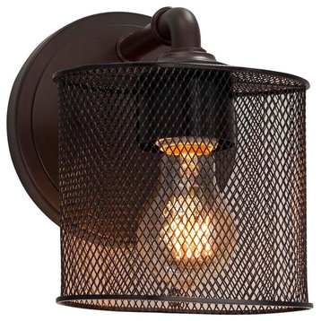Wire Mesh Bronx 1-Light Wall Sconce, Oval Mesh Shade, Bronze, Incandescent
