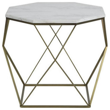 Kristie Side Table, White, Brushed Brass, 22.5"H (SCH-160245 8021V8P)