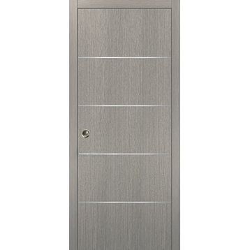 Pocket Door 32 x 80 & Frames | Planum 0020 Grey Oak | Solid Wood Closets