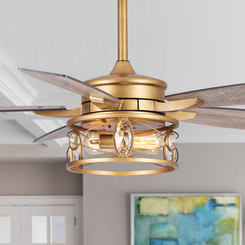 52 in Modern Ceiling fan with Remote in Brushed Gold