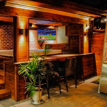 Outdoor Covered Hot Tub with Outdoor TV