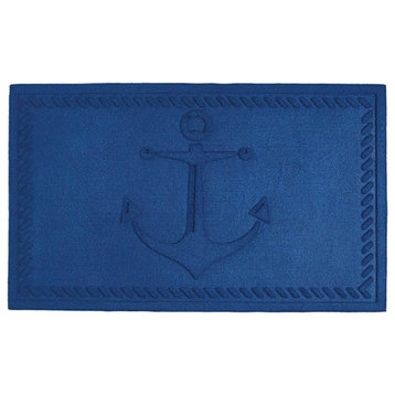 DII 18x30" Modern Plastic Durable and Non-Slip Anchor Hog Mat in Blue