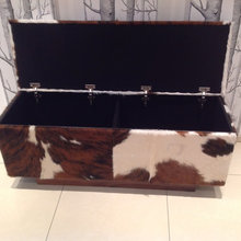 Cowhide Storage Bench Contemporary Dining Room London By