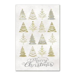 DDCG - Silver and Gold Christmas Trees Canvas Wall Art, 16"x24" - Prints And Posters
