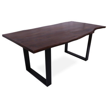 Solid Wood Handmade Dining Table With Metal Legs 30"H x 63"W x 35.4"D
