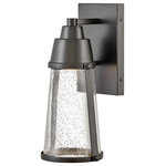 HInkley - Hinkley Miles Small Wall Mount Lantern, Black - The transitional style of Miles channels a nautical vibe, but is equally at home in all settings. An LED JA8 bulb is included while a layered cap and backplate enhance the style. The bold, Black Coastal Elements finish and clear seedy glass add a glowing touch that is versatile enough to perfectly accent any decor.