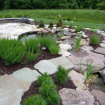 Stepping Stone Walkway with Pond and Patio