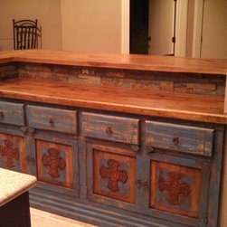 Texas Pecan Raised Bar with Curved End - Kitchen Countertops