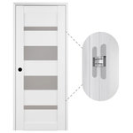 Belldinni - Mirella Bianco Noble with Concealed Hinges, Tempered Frosted Glass, Solid Core, 32" X 80", Right-Hand - Features: