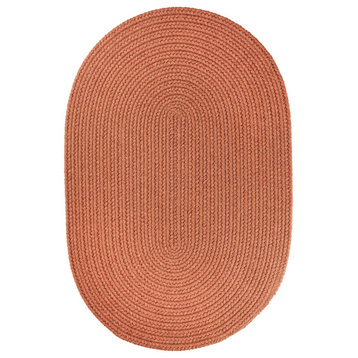 Maui Braided Red Solid Rug Almond 4'x6' Oval
