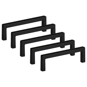 Portico 3.8-Inch Center-to-Center Stainless Steel Cabinet Pulls in Matte Black