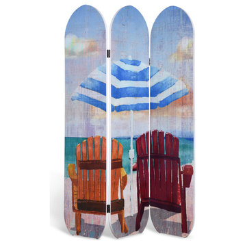 Beach Side Room Divider or Screen, Multicolor