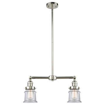 Small Canton 2-Light Chandelier, Polished Nickel, Clear