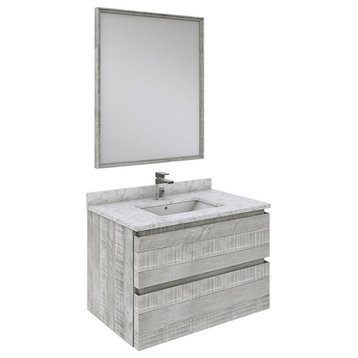 Fresca Stella 30" Wall Hung Single Bathroom Vanity w/ Mirror in Ash Gray