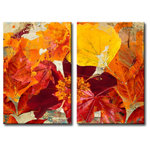 Ready2HangArt - Fall Ink XII, Canvas Wall Art 2-Piece Canvas Art Set, 40" - Floral foliage drizzle over a coarse grey tone backdrop in a shower of maroon, auburn and gold sprigs; creating a touch of exquisite charm. Transcend your interior designs when you add enchanted 'Fall Ink XII' to your space. Handcrafted in the U.S.A., this gallery wrapped canvas art arrives ready to hang on your wall. Refine your space with an art piece from Ready2HangArt's 'Fall Ink' collection, which will effortlessly bring a warm essence of autumn to any style of decor.